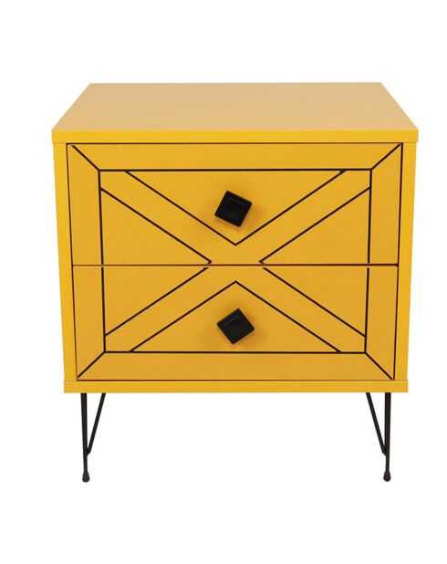 Table de nuit Luna  jaune - 50x55x40 cm