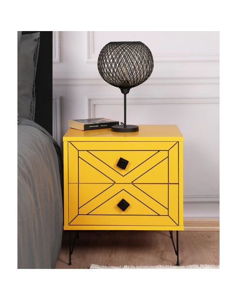 Table de nuit Luna  jaune - 50x55x40 cm