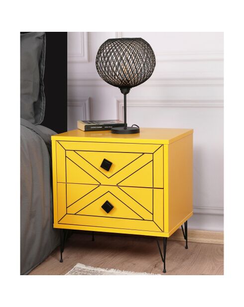 Table de nuit Luna  jaune - 50x55x40 cm
