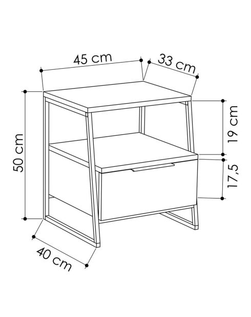 Table de nuit Pal moka - 45x50x40 cm