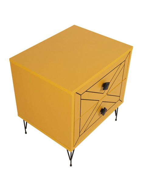 Table de nuit Luna  jaune - 50x55x40 cm