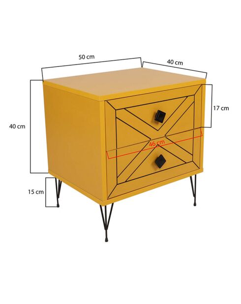 Table de nuit Luna  jaune - 50x55x40 cm
