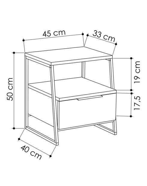 Table de nuit Pal blanche - 45x50x40 cm