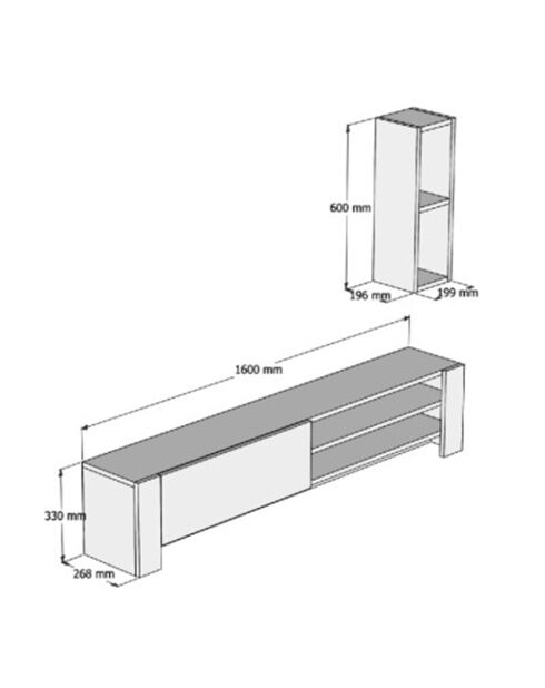 Meuble TV Naz blanc - 160x33x26.8 cm