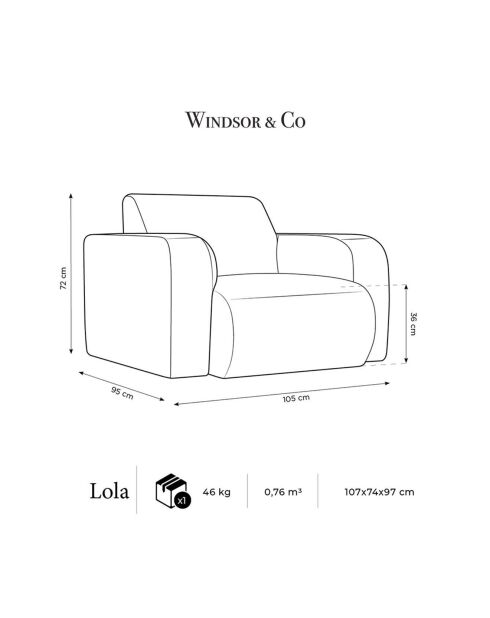 Fauteuil Lola rose - 105x95x72 cm