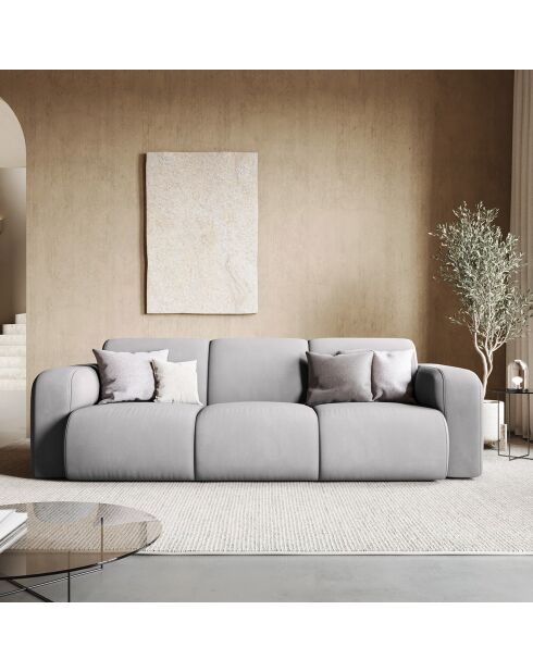 Canapé Lola 3 Places gris clair - 235x95x72 cm