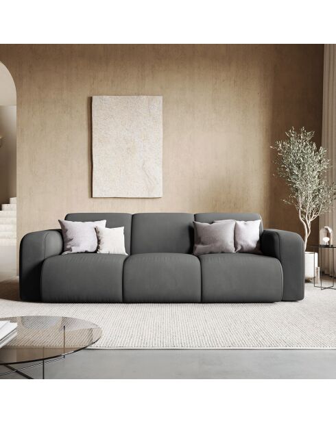 Canapé Lola 3 Places gris foncé - 235x95x72 cm
