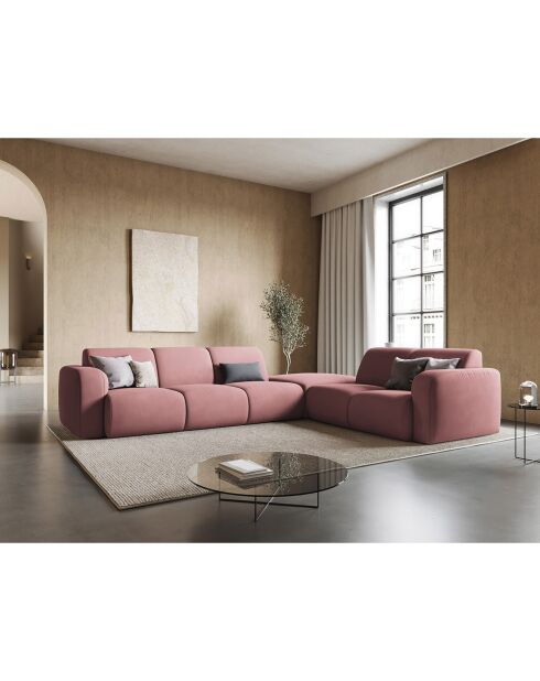 Canapé d'angle Droit Lola 6 Places rose - 315x250x72 cm