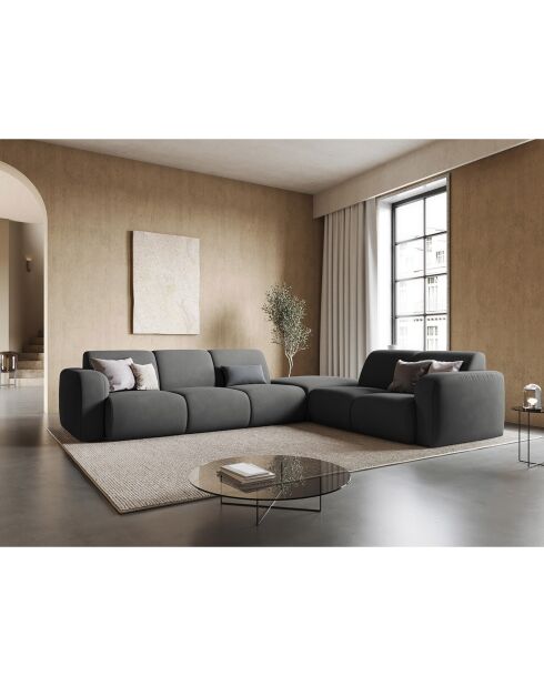 Canapé d'angle Droit Lola 6 Places gris foncé - 315x250x72 cm
