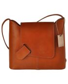 Orniello cognac leren schoudertas - 23x27x10 cm