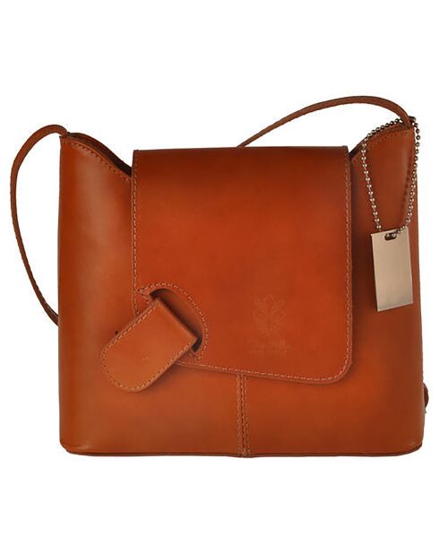 Orniello cognac leren schoudertas - 23x27x10 cm