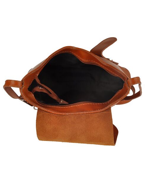 Orniello cognac leren schoudertas - 23x27x10 cm