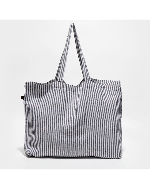 Sac cabas 100% Lin Vezzani charbon - 60x35 cm