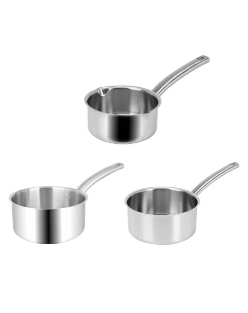 3 Casseroles inox bacchus pro induction grises
