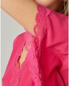 Blouse en Soie mélangée & dentelle Pacific fuschia