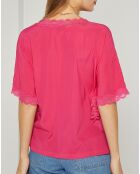 Blouse en Soie mélangée & dentelle Pacific fuschia