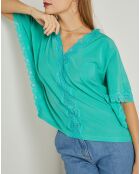 Blouse en Soie mélangée & dentelle Pacific vert menthe