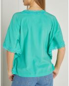 Blouse en Soie mélangée & dentelle Pacific vert menthe