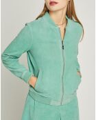 Bombers en Velours de Cuir Pepper vert menthe