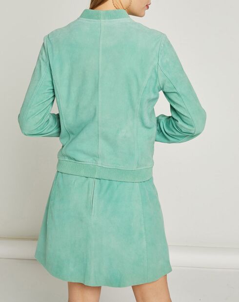 Bombers en Velours de Cuir Pepper vert menthe