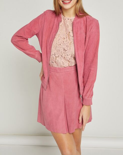 Jupe en Velours de Cuir Pop fuschia