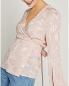 Top cache-coeur Oxford motifs ton sur ton rose