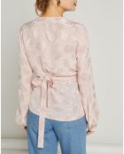 Top cache-coeur Oxford motifs ton sur ton rose