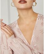 Top cache-coeur Oxford motifs ton sur ton rose