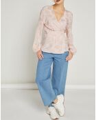 Top cache-coeur Oxford motifs ton sur ton rose