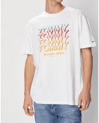 Ecrufarbenes T-Shirt mit Wiederholungslogo