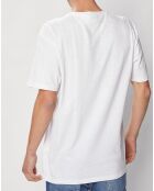 Ecrufarbenes T-Shirt mit Wiederholungslogo