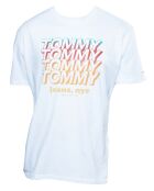 Ecrufarbenes T-Shirt mit Wiederholungslogo