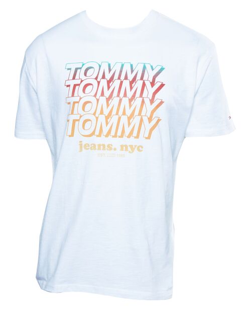 Ecrufarbenes T-Shirt mit Wiederholungslogo