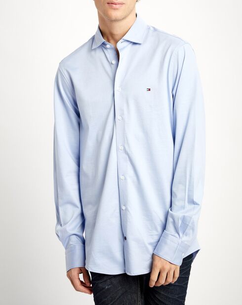 Camicia slim in Solid Jersey blu lavanda