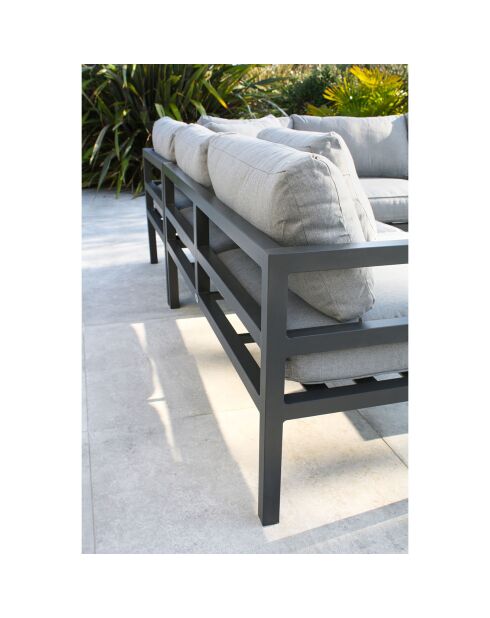 Salon de jardin Beaubourg 6 places en aluminium gris anthracite