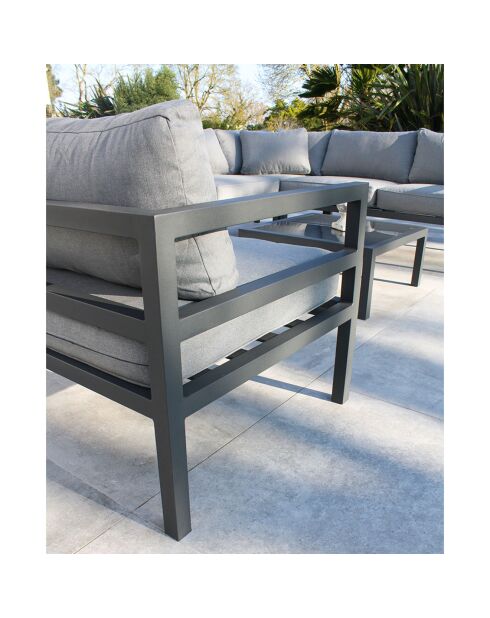 Salon de jardin Beaubourg 6 places en aluminium gris anthracite