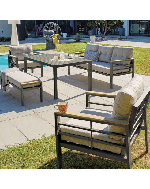 Set da giardino Cayenne 7 posti in alluminio grigio antracite