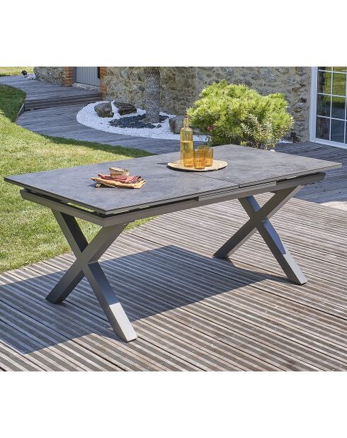 Tuintafel Florida aluminium met antracietgrijze verlenging - 180/240x100x77 cm