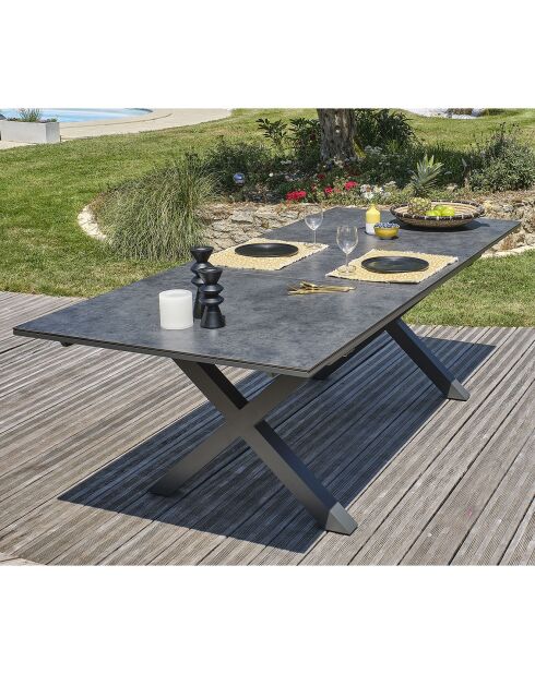 Tuintafel Florida aluminium met antracietgrijze verlenging - 180/240x100x77 cm