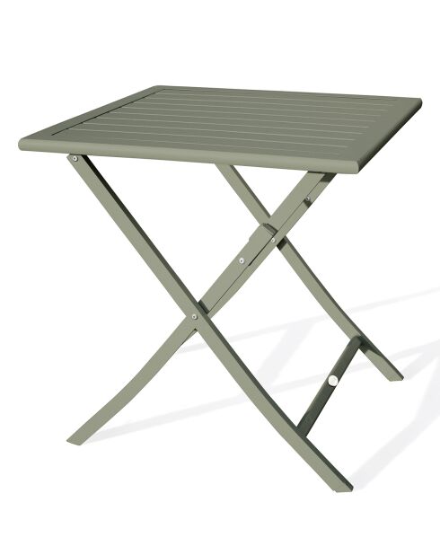 Klappbarer Gartentisch Marius aus khakifarbenem Aluminium - 70x70xH.73 cm