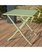 Klappbarer Garten-Säulentisch aus lagunengrünem Aluminium - 70x70xH.73 cm