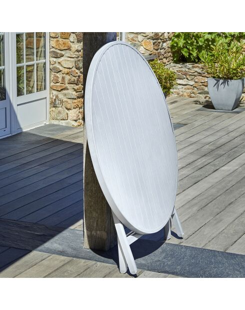 Table de jardin pliante Marius en aluminium grises - D.110x73 cm