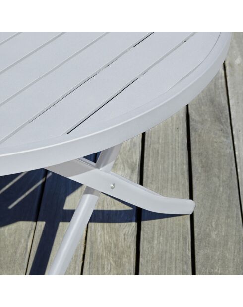 Table de jardin pliante Marius en aluminium grises - D.110x73 cm