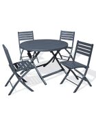 Tuinset MARIUS-TB110-GRISANT klaptafel + 4 MARIUS-CP-GRISANT klapstoelen antracietgrijs