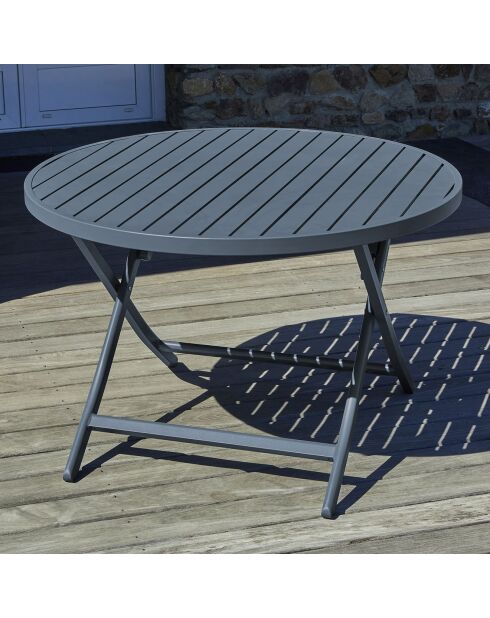 Marius opvouwbare tuintafel in antracietgrijs aluminium - D.110x73 cm
