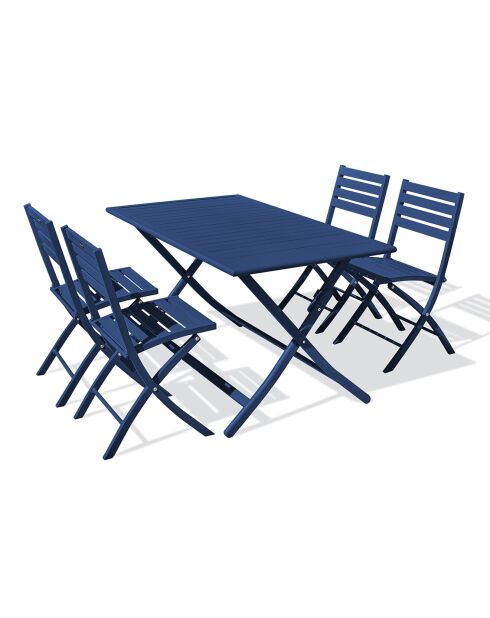 Gartenset MARIUS-TB140-MARINE Klapptisch + 4 MARIUS-CP-MARINE Klappstühle mitternachtsblau