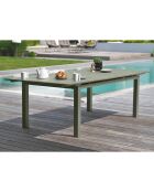 Gartenset Miami-TB240-Khaki ausziehbarer Tisch + 6 stapelbare Miami-FT-Khaki-Sessel in Khaki