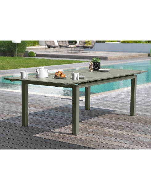 Gartenset Miami-TB240-Khaki ausziehbarer Tisch + 6 stapelbare Miami-FT-Khaki-Sessel in Khaki