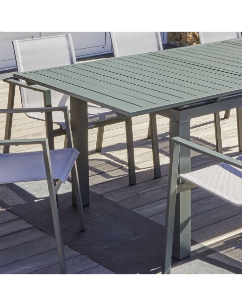 Gartenset Miami-TB240-Khaki ausziehbarer Tisch + 6 stapelbare Miami-FT-Khaki-Sessel in Khaki