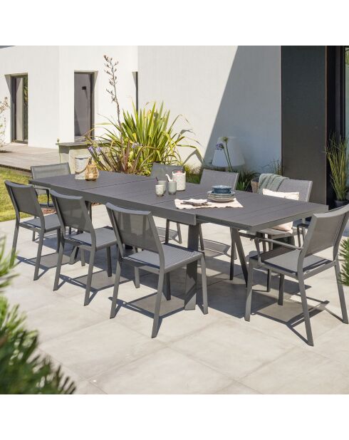 2 chaises de jardin stockholm-ch empilables gris anthracite - 48x59x84 cm